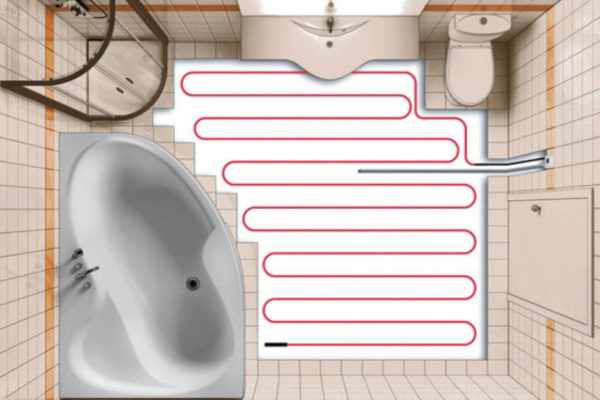 Схема укладки теплого электрического пола в ванной