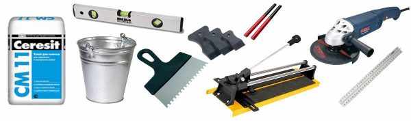 Инструменты и материалы для укладки плитки на пол