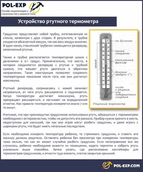 Устройство ртутного термометра