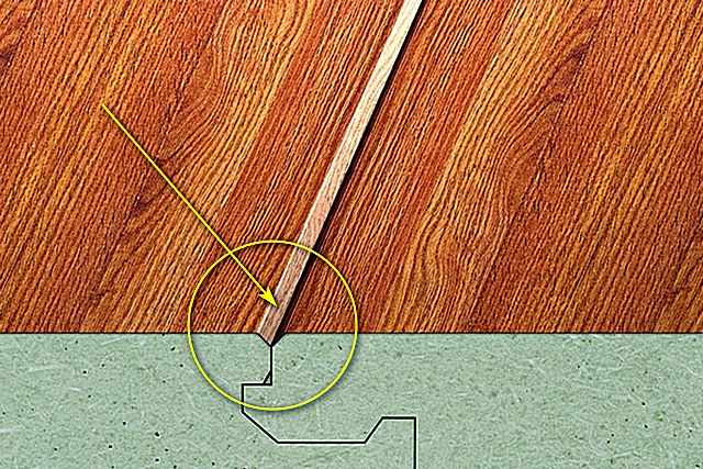 Стрелкой показан обработанный скошенный край ламинированной панели – это и есть та самая фаска.