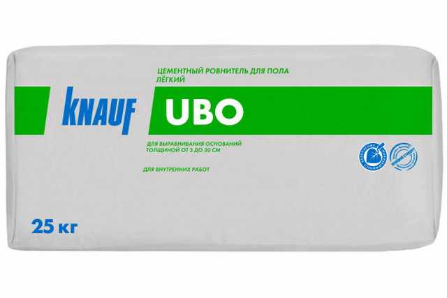 Легкая стяжка с полистирольным наполнением «Knauf UBO». Плотность застывшей стяжки – 600 кг/м³.
