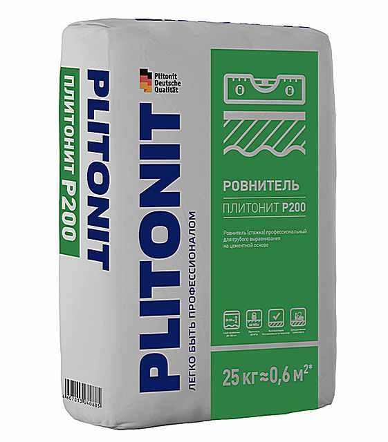 «PLITONIT P200» - позволяет выравнивать полы с сильным прекосом, слоем от 20 до 100 мм