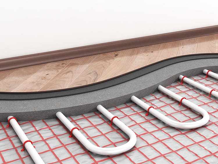 Структура теплого пола с бетонной стяжкой