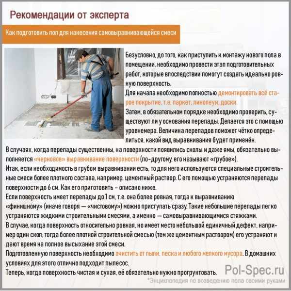 Как подготовить пол для нанесения самовыравнивающейся смеси