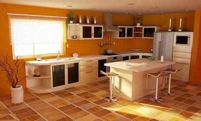 Благодаря цветовой гамме плитки, кухня как будто всегда наполнена солнечным светом