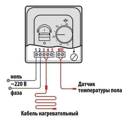 Электрическая схема подключения терморегулятора