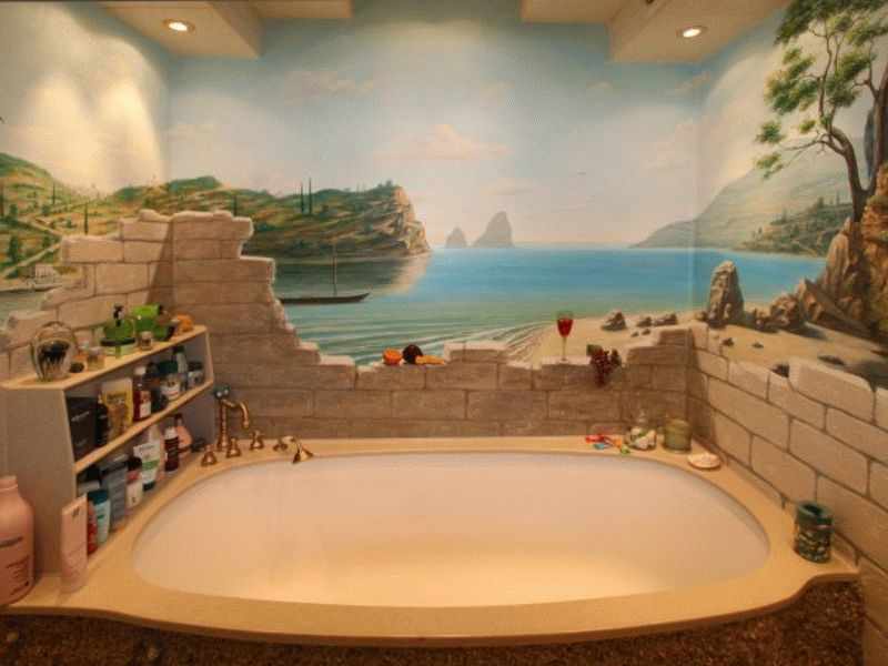 При наличии творческих способностей, можно недорого и оригинально оформить ванную комнату