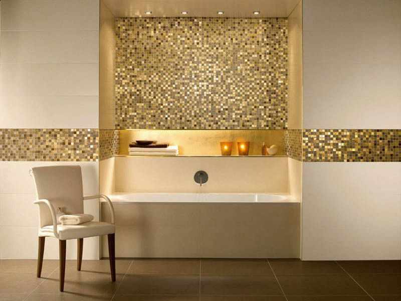 Акцентное применение мозаики в ванной